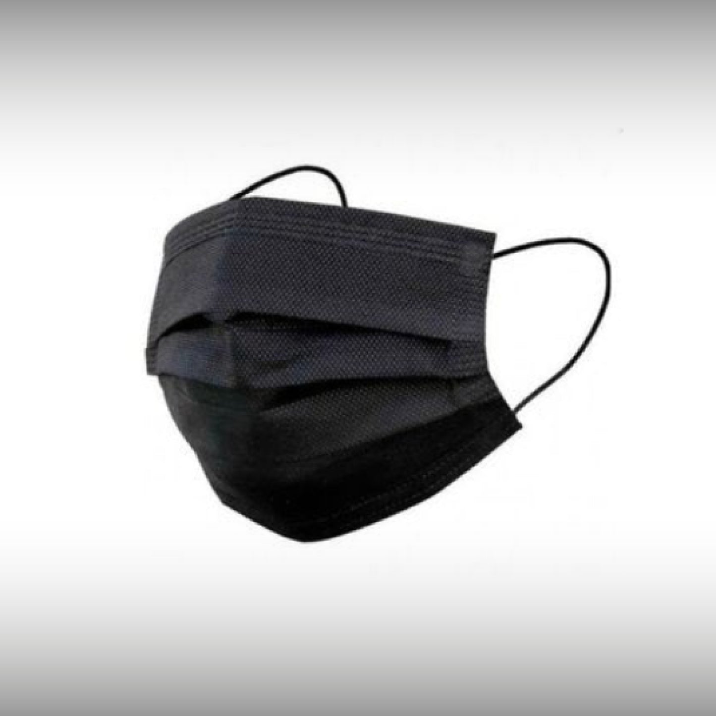 Mascarilla de Cirujano con Tres Pliegues | Doble Capa en Color Negro | 50 Unidades